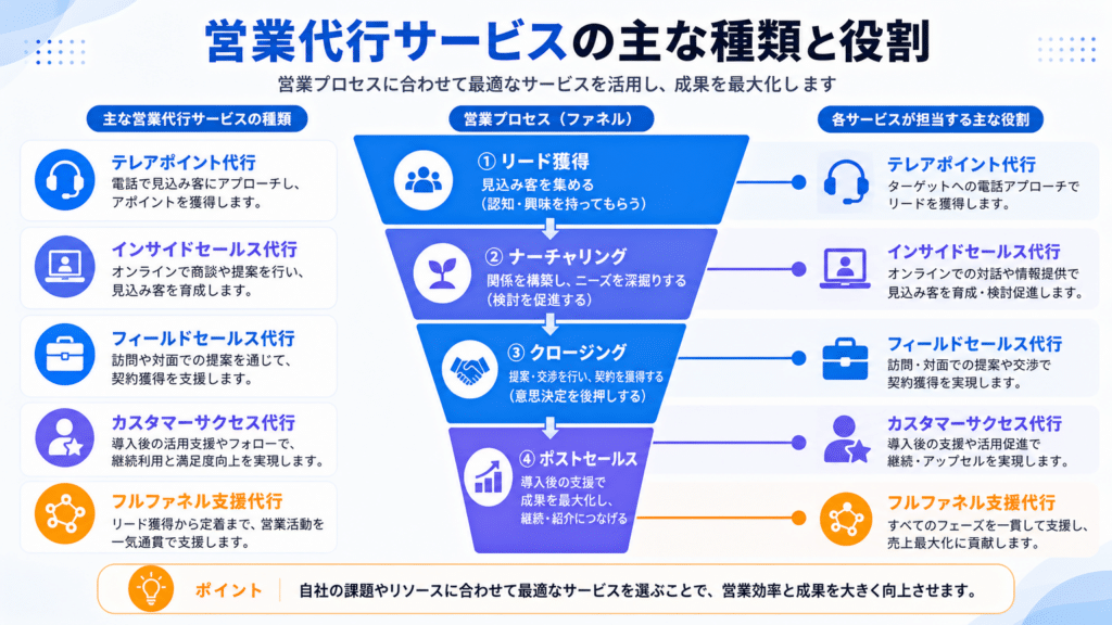 01_営業代行サービスの主要な種類と役割